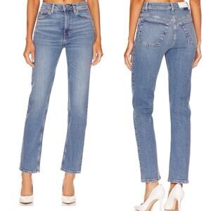 RE/DONE 70s Straight High-Rise Jeans in Laguna Blue Denim Wash Size 24